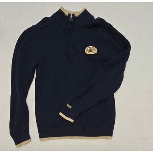 VTG Columbia Outdoor 1938 Build To Last Youth Sweater Quarter Zip‎ Blue Beige